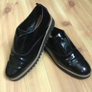 Zara Platform Slip-On Black Loafers